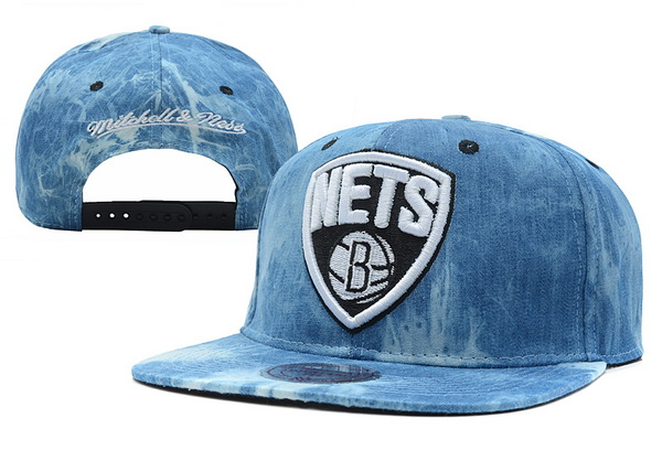 NBA Brooklyn Nets MN Acid Wash Denim Snapback Hat #36